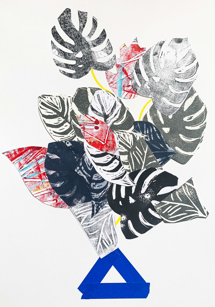 Adaptation 2020 Mono-print collage 59.4 x 42 cm